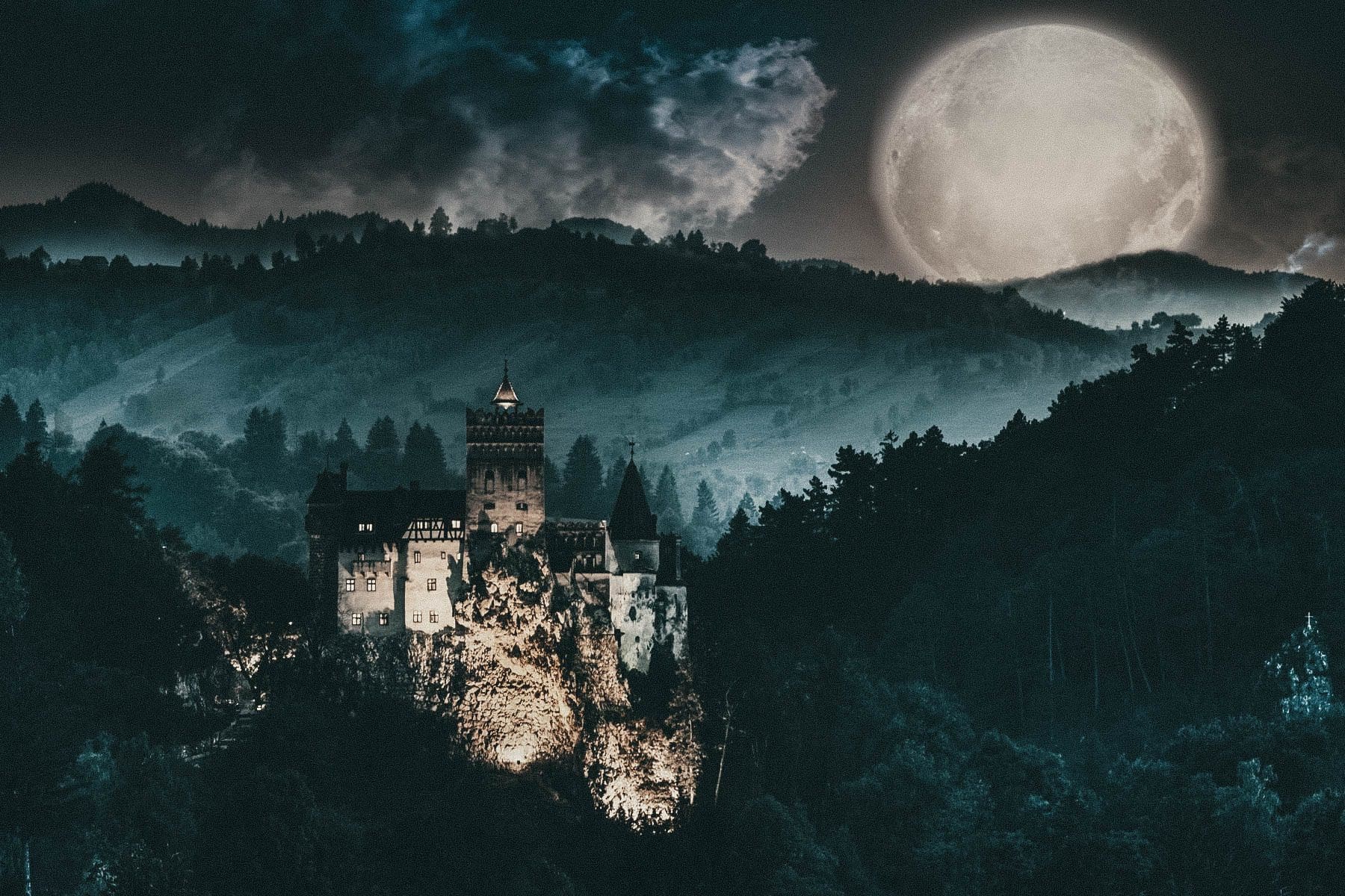 Castle Bran in the moonlight, Romania